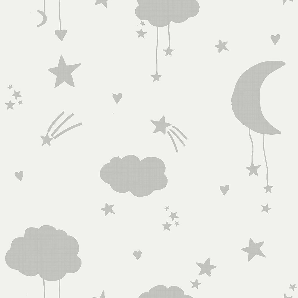Moon & Stars Grey Wallpaper 118332 by Next