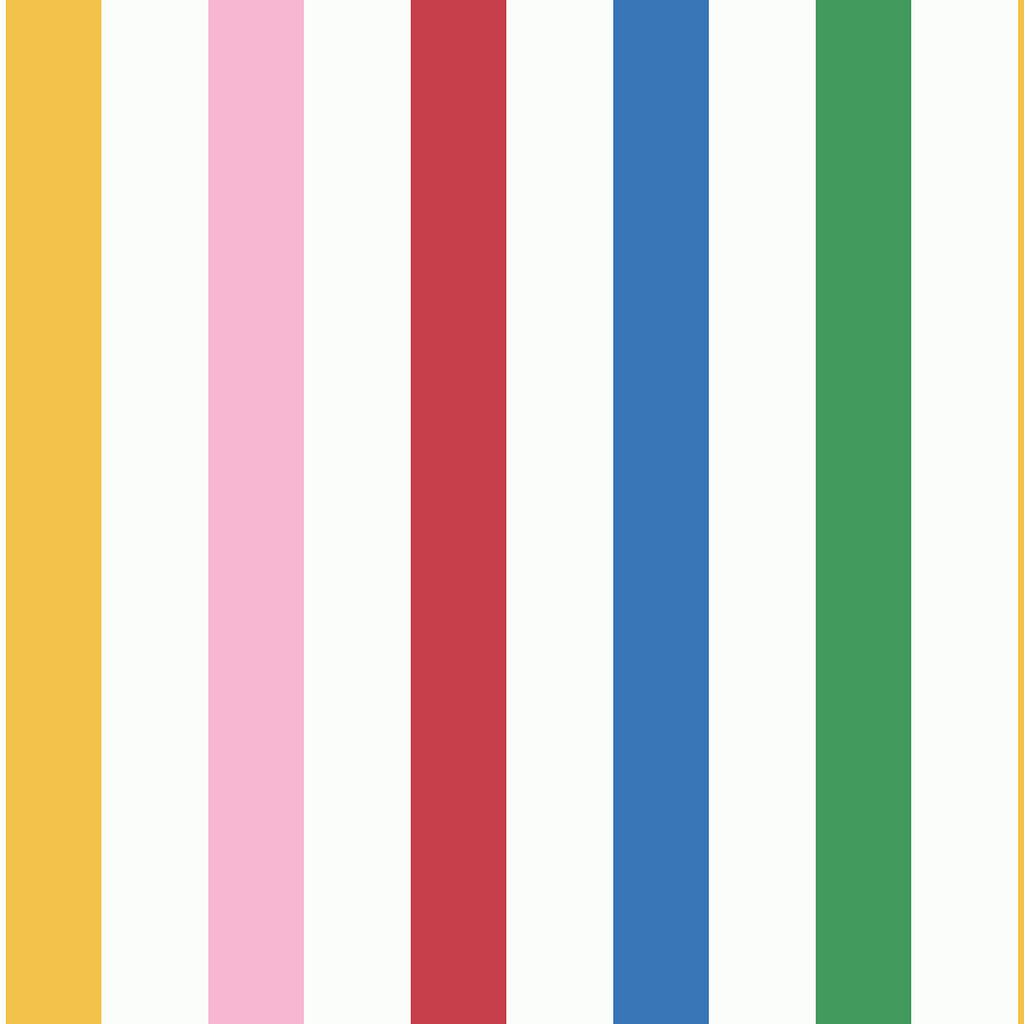 Country Critters Chunky Stripe White / Rainbow Multi Wallpaper 118585 by Joules