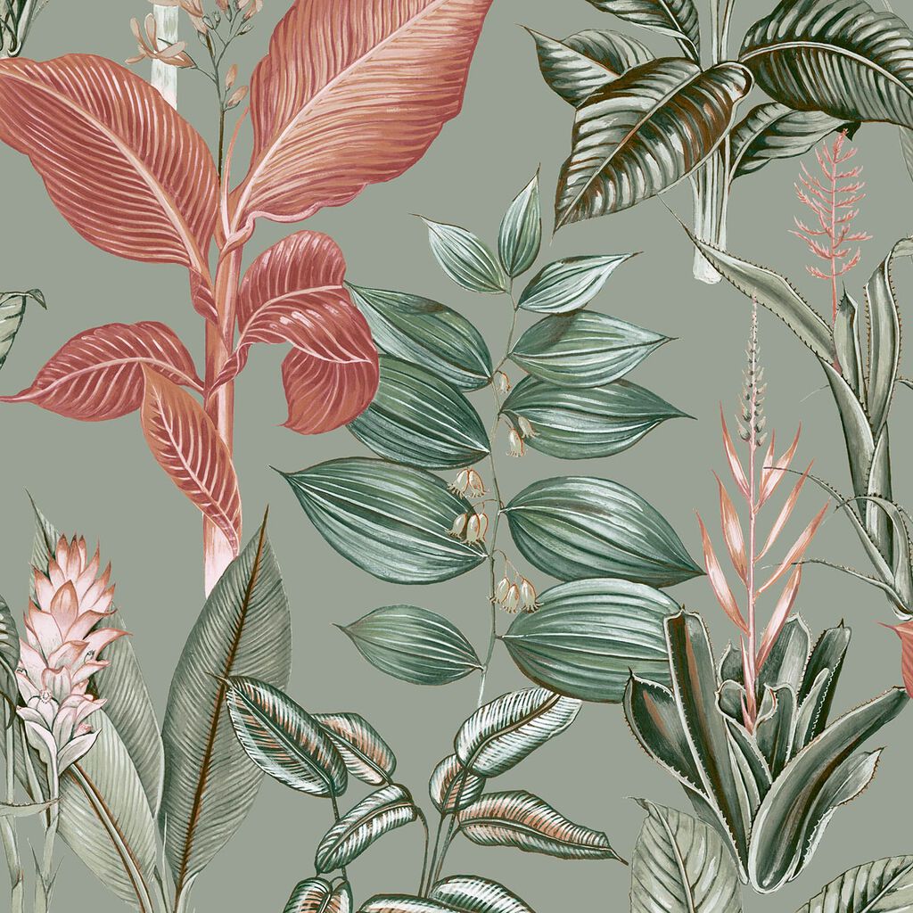 Rainforest Leaves Sage Wallpaper 120209 by Next