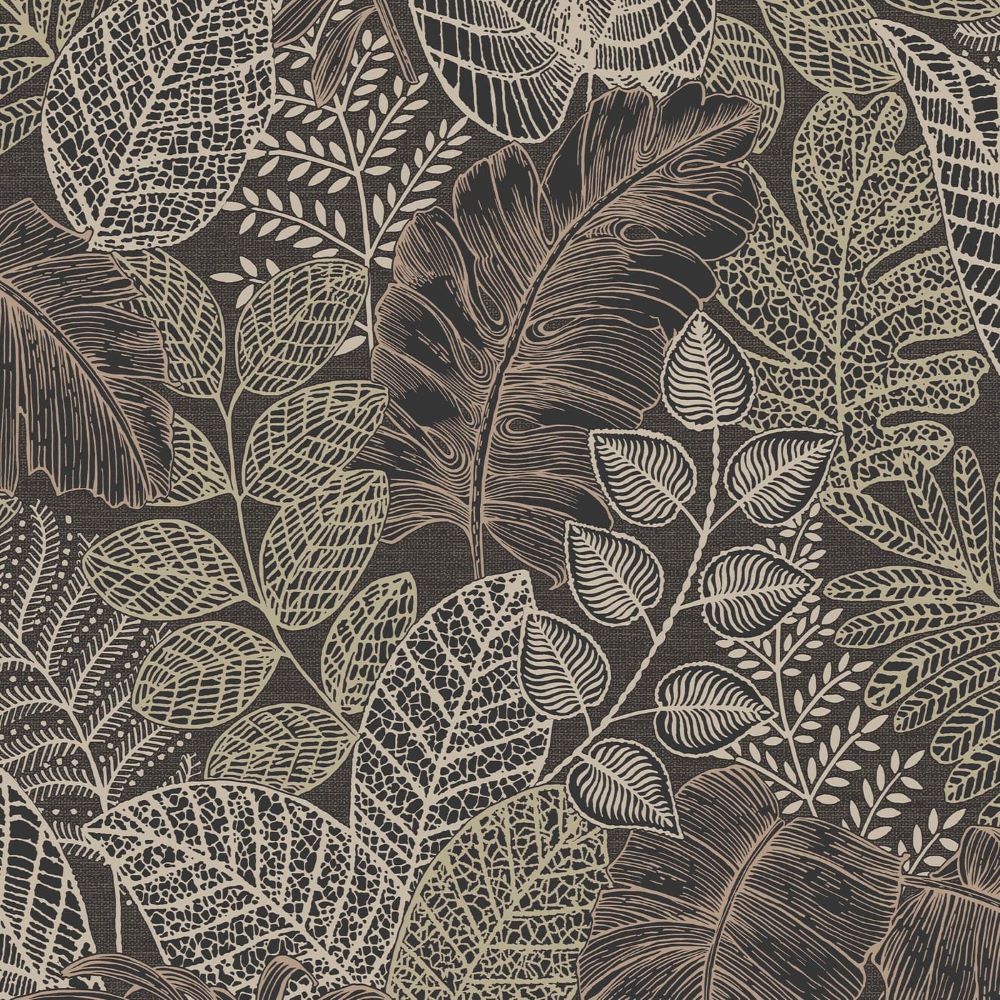 Scattered Leaves Charcoal Wallpaper 122425 by Superfresco Easy