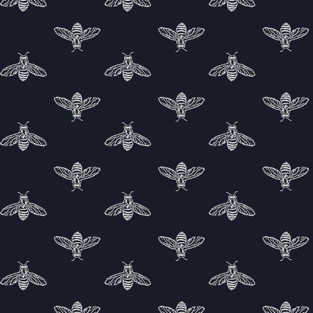 Block Print Bee French Navy Blue Wallpaper 118546 by Joules