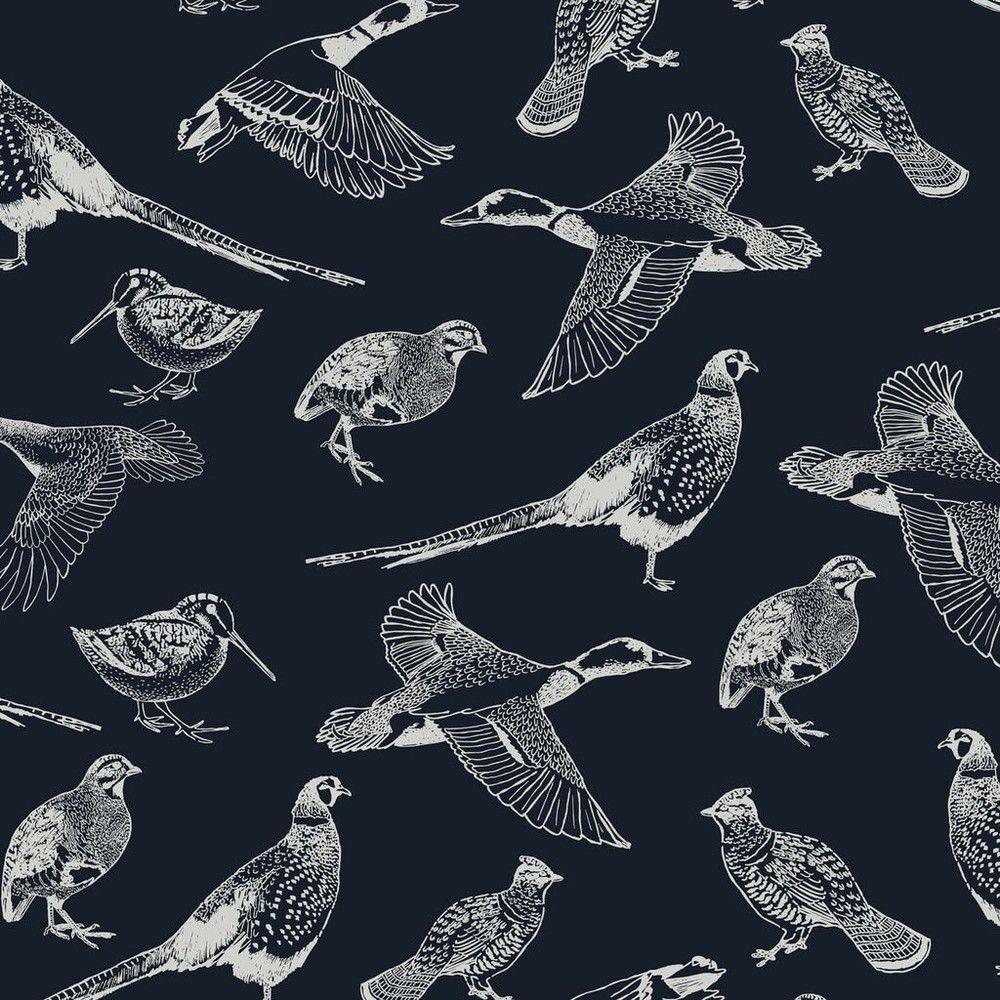 Hunting Birds French Navy Blue Wallpaper 118555 by Joules