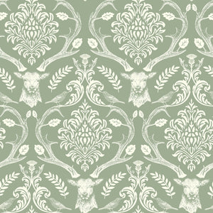 Stag Damask Sage Green sw12 by Arthouse