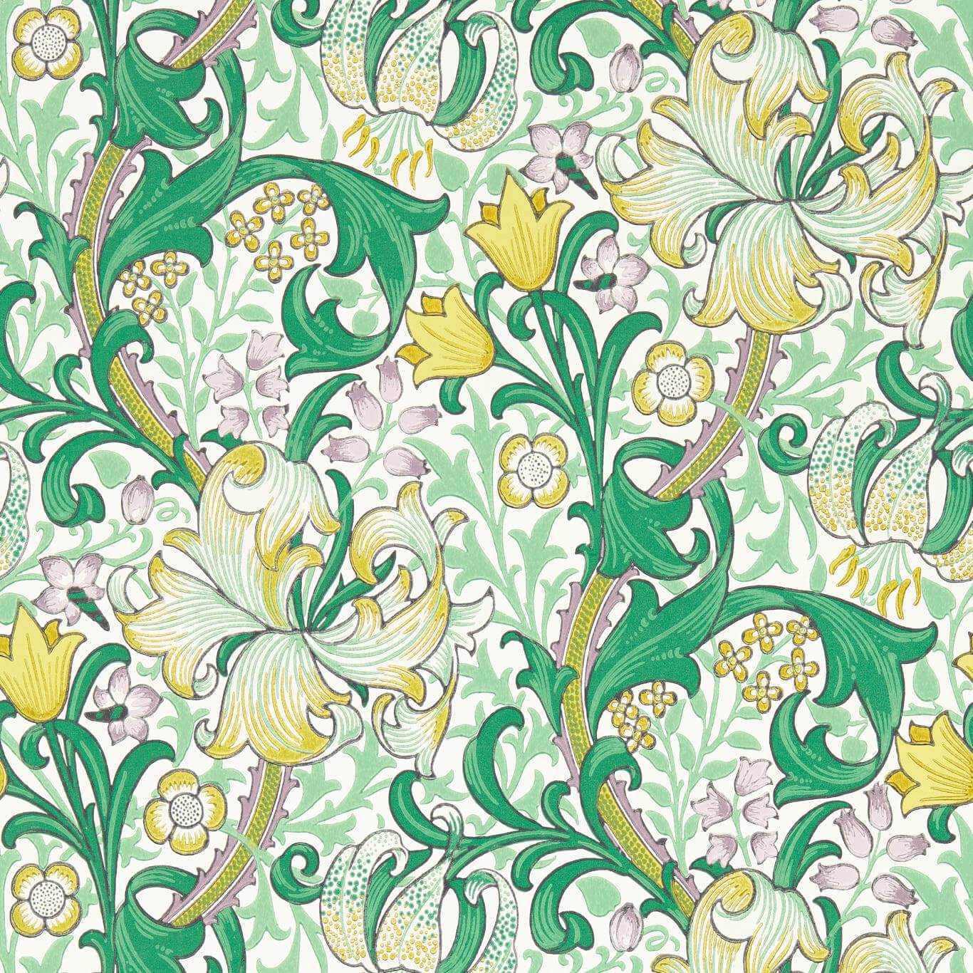 Golden Lily Secret Garden Wallpaper AARC510014 by Morris & Co