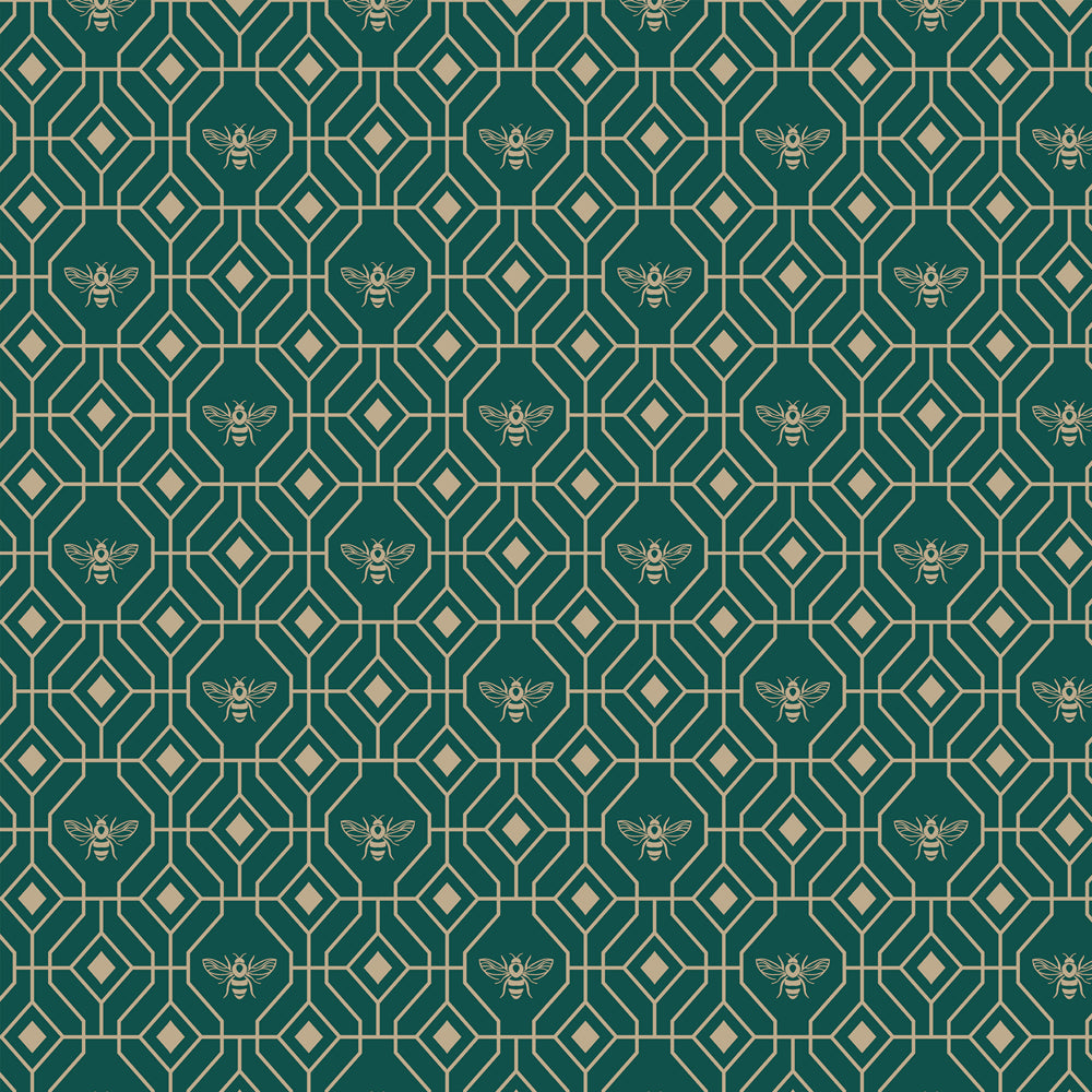Bee Deco Wallpaper Emerald by furn.