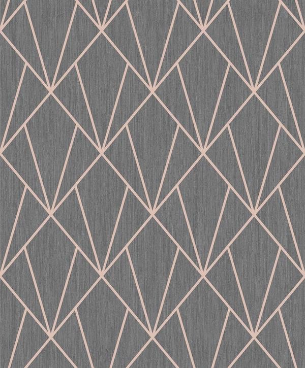Charcoal & Rose Gold Indra Wallpaper 154105 by Muriva