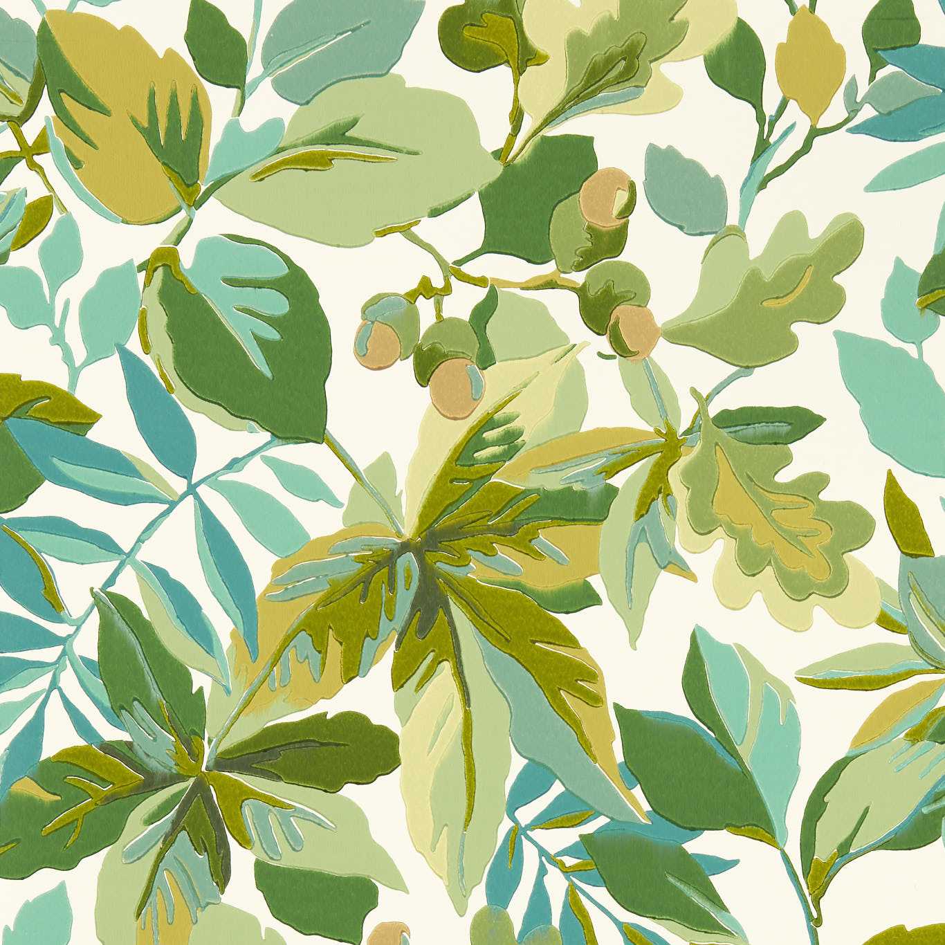 Robins Wood Botanical Green Wallpaper DABW217223 by Sanderson