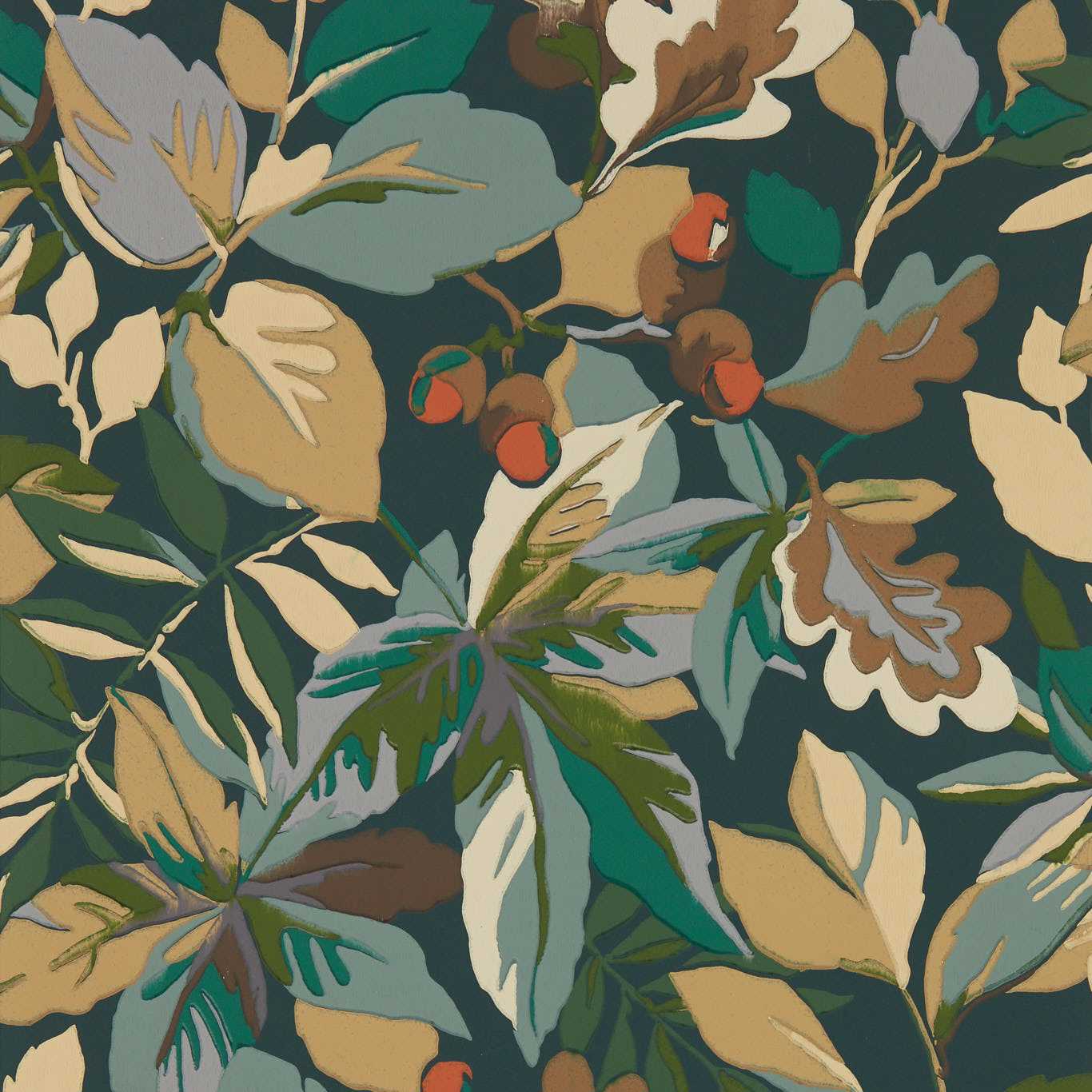 Robins Wood Forest Green/Sap Green Wallpaper DABW217224 by Sanderson