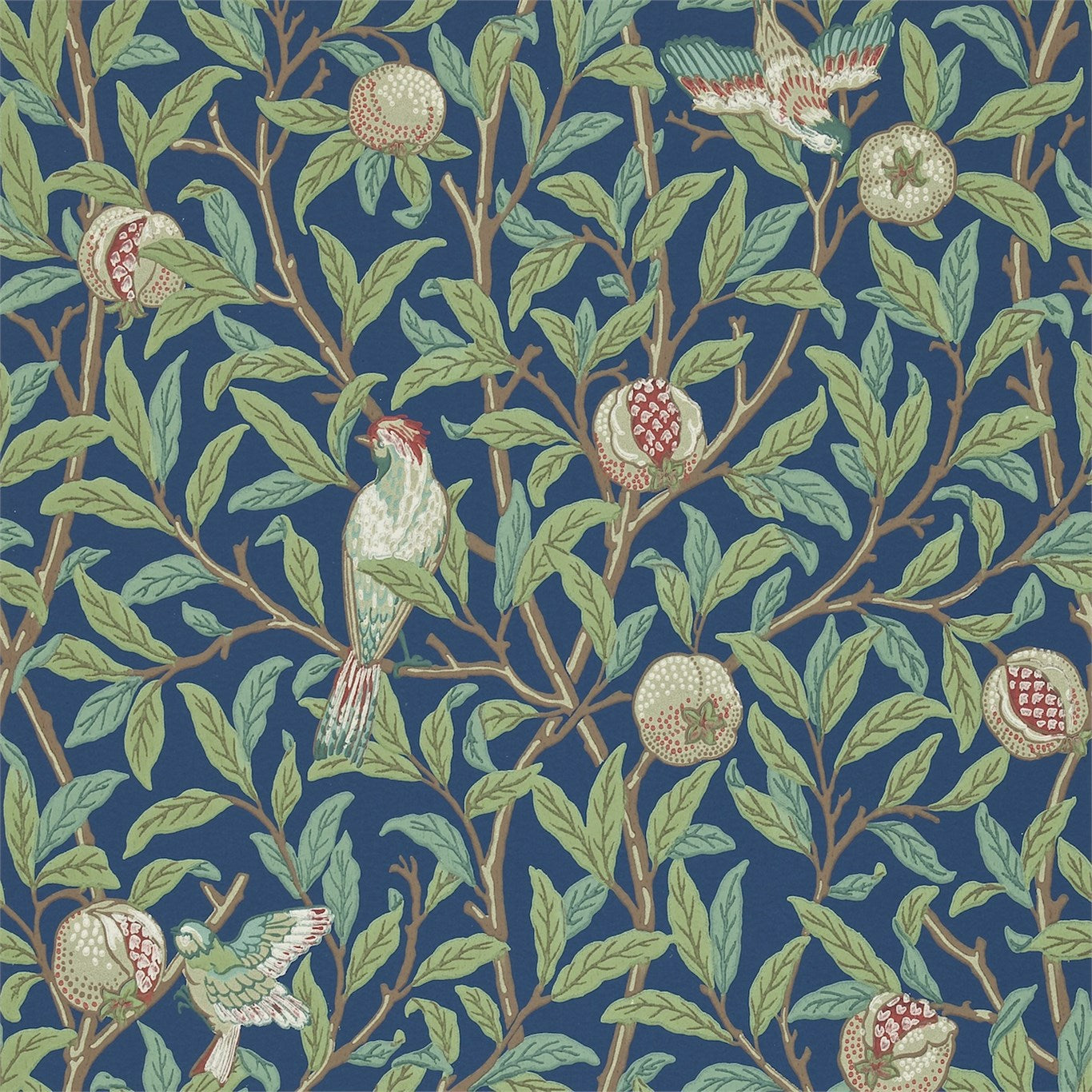 Bird & Pomegranate Blue/Sage Wallpaper DARW212540 by Morris & Co