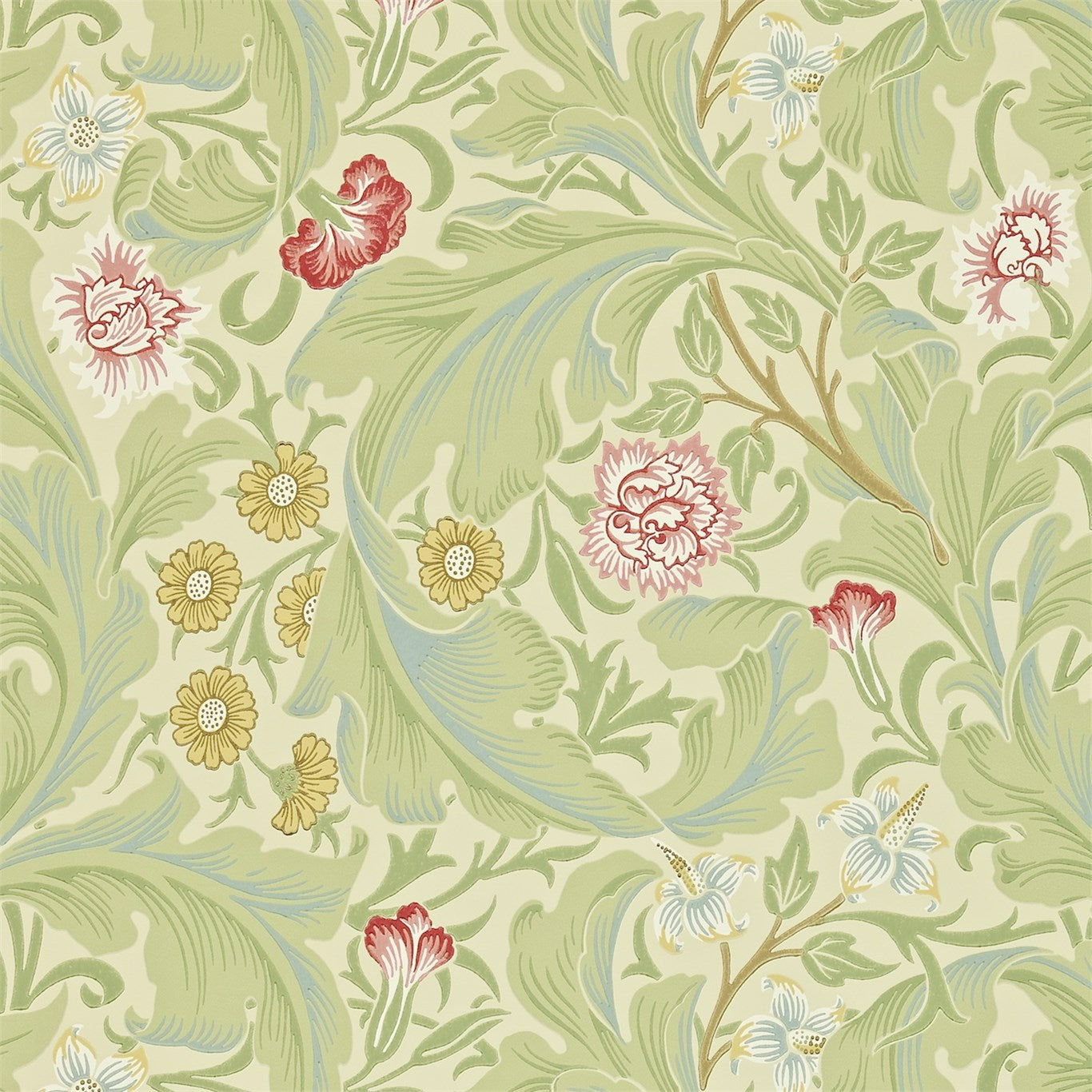 Leicester Green/Coral Wallpaper DARW212543 by Morris & Co