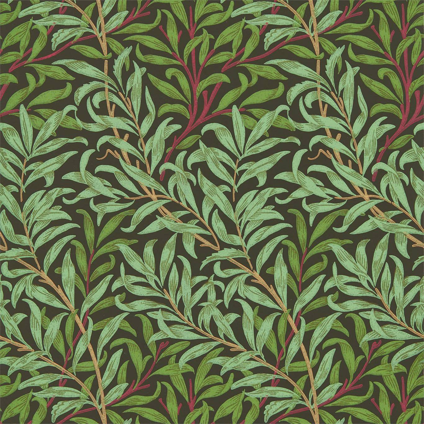 Willow Bough Bitter Chocolate Wallpaper DBPW216950 by Morris & Co