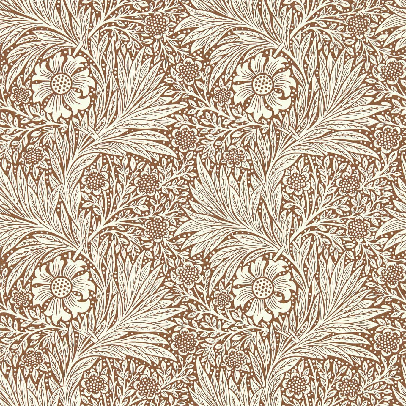 Marigold Chocolate/Cream Wallpaper DBPW216955 by Morris & Co