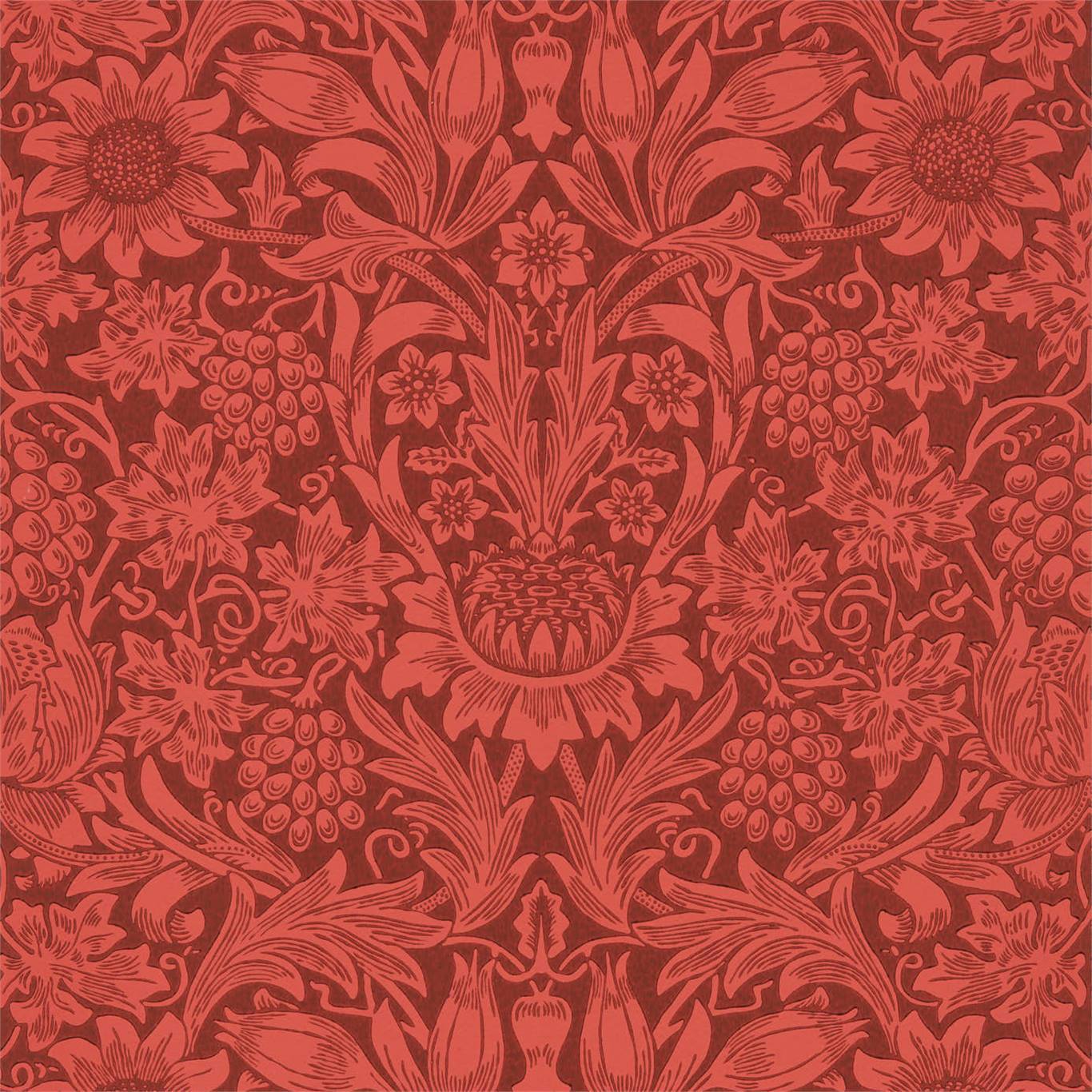 Sunflower Chocolate/Red Wallpaper DBPW216960 by Morris & Co
