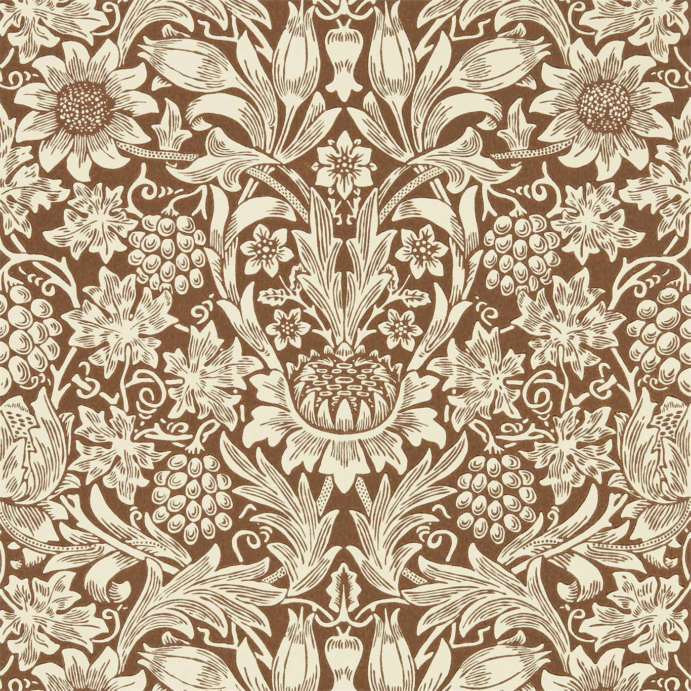 Sunflower Chocolate/Cream Wallpaper DBPW216961 by Morris & Co
