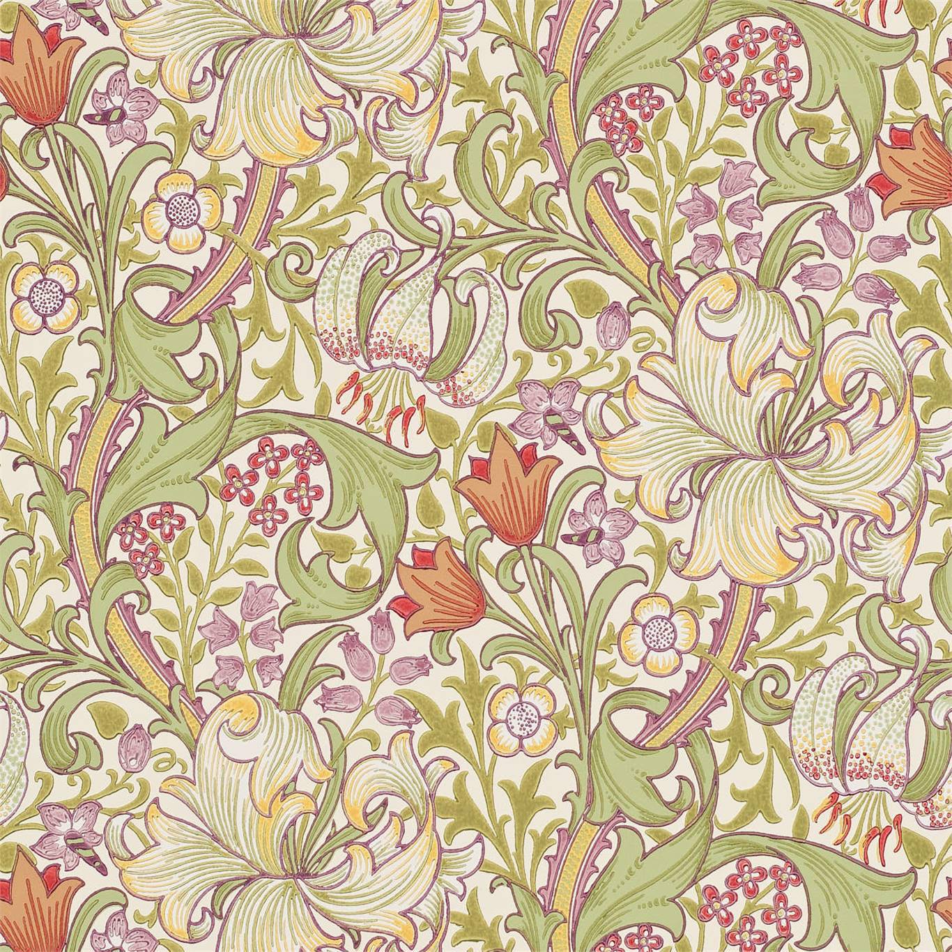 Golden Lily Olive/Russet Wallpaper DCMW216834 by Morris & Co