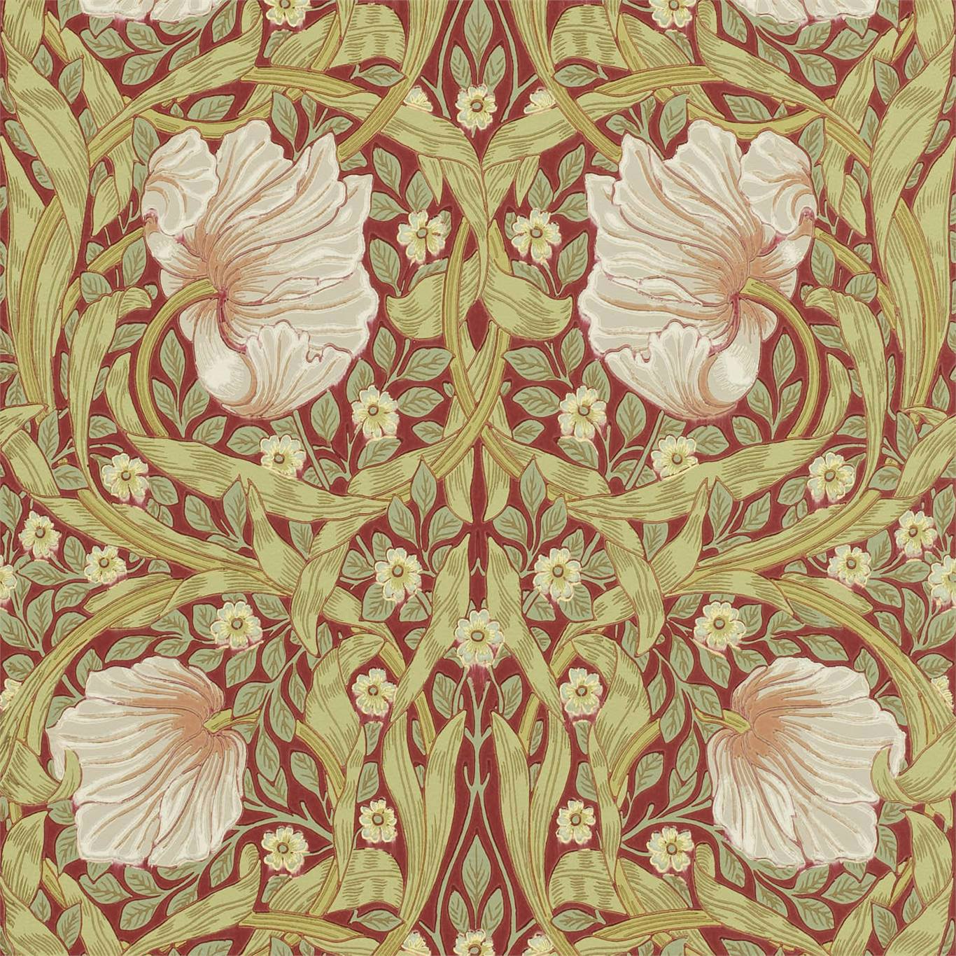 Pimpernel Brick/Olive Wallpaper DCMW216845 by Morris & Co