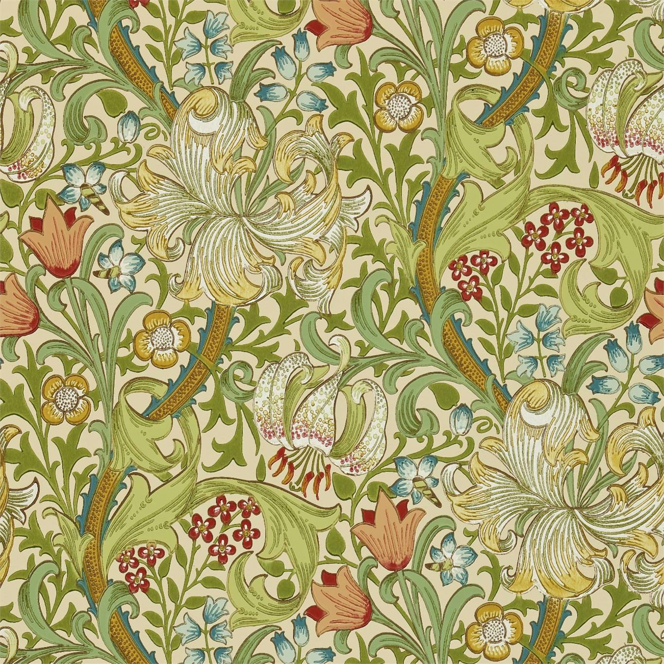 Golden Lily Pale Biscuit Wallpaper DCMW216858 by Morris & Co