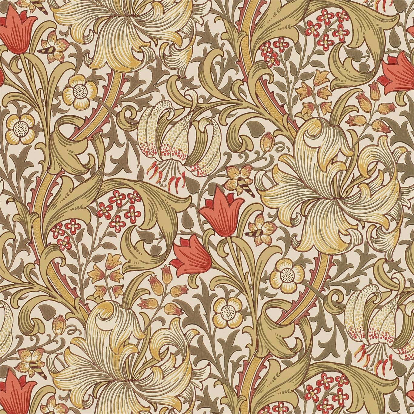 Golden Lily Biscuit/Brick Wallpaper DCMW216869 by Morris & Co