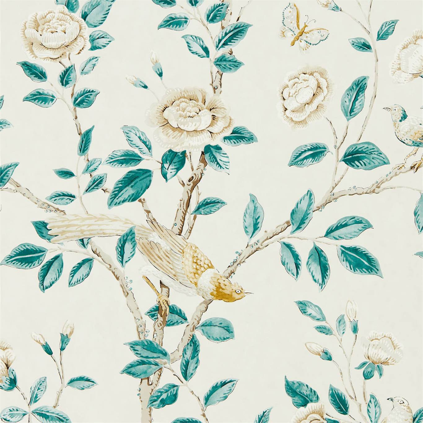 Andhara Teal/Cream Wallpaper DCPW216794 by Sanderson