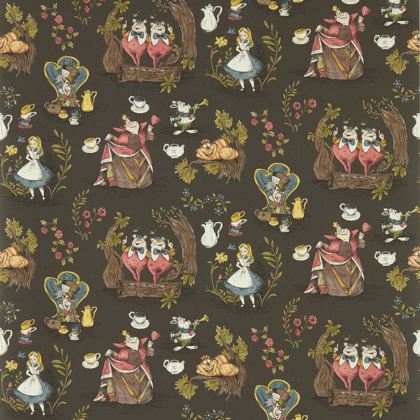 Alice in Wonderland Chocolate Wallpaper DDIW217288 by Sanderson