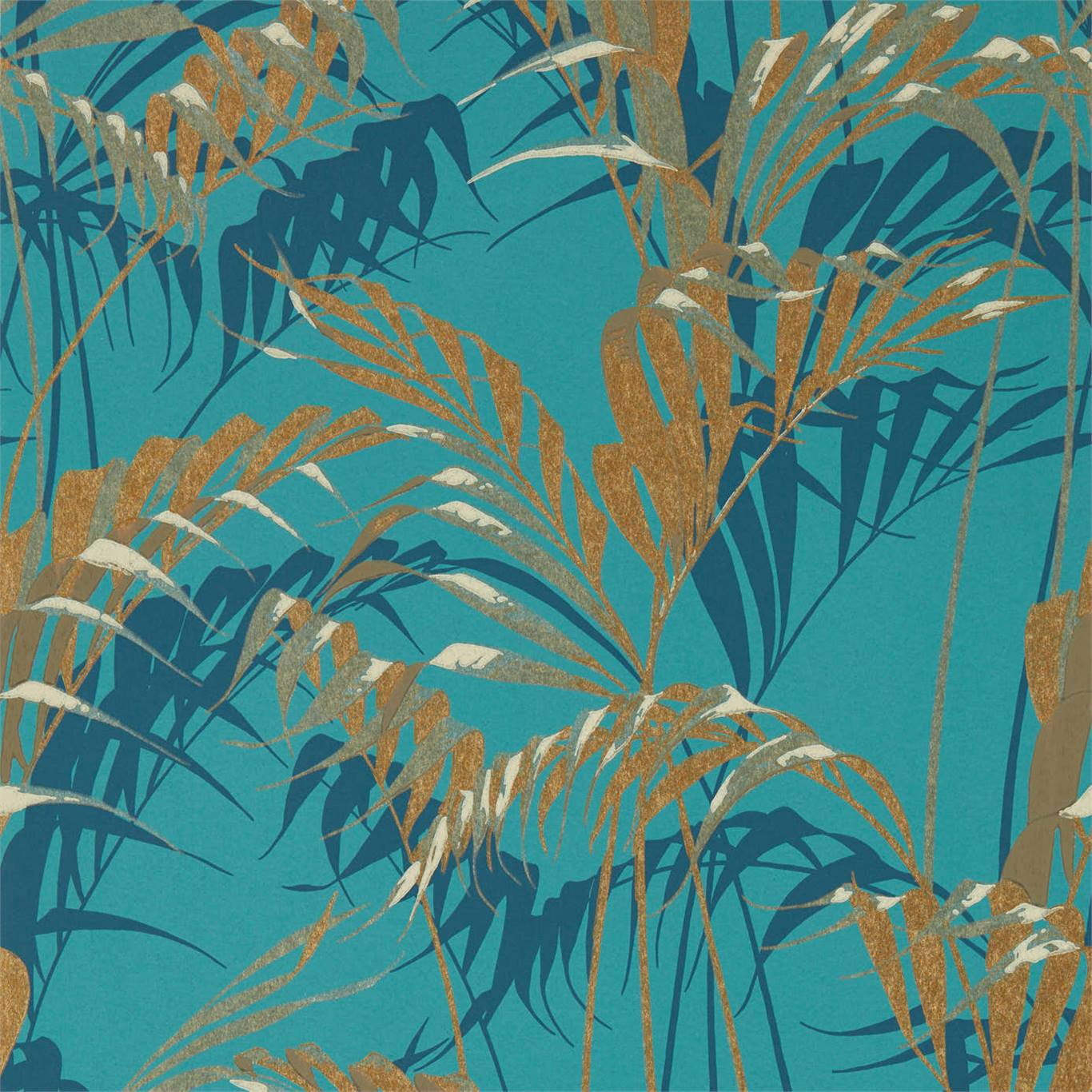 Palm House Teal/Gold Wallpaper DGLW216640 by Sanderson