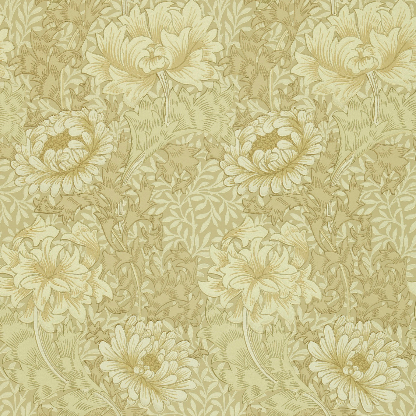 Chrysanthemum Ivory/Canvas Wallpaper DJA1CY103 by Morris & Co