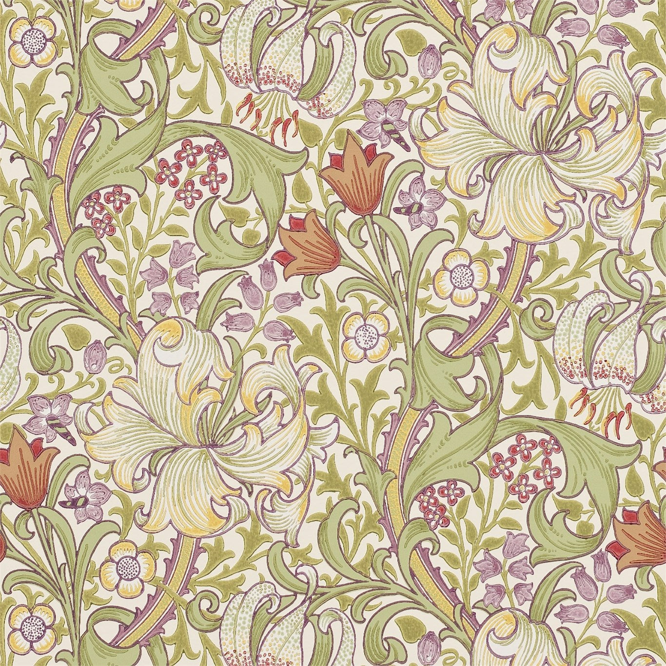 Golden Lily Olive/Russet Wallpaper DM6P210399 by Morris & Co