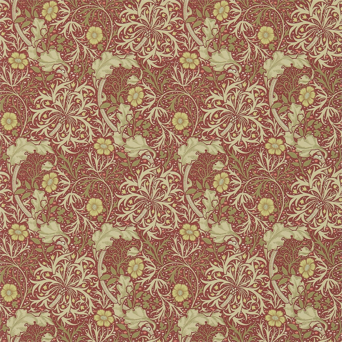 Morris Seaweed Red/Gold Wallpaper DMCR216469 by Morris & Co