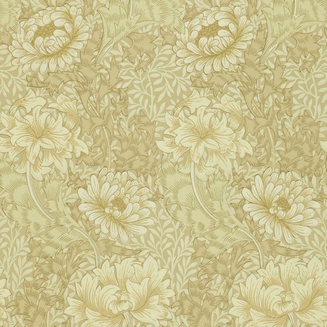 Chrysanthemum Ivory/Canvas Wallpaper DMCW210419 by Morris & Co