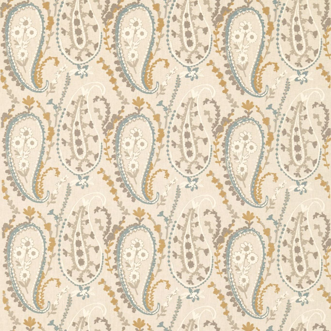 Jamila Wedgwood/Linen Fabric By Sanderson
