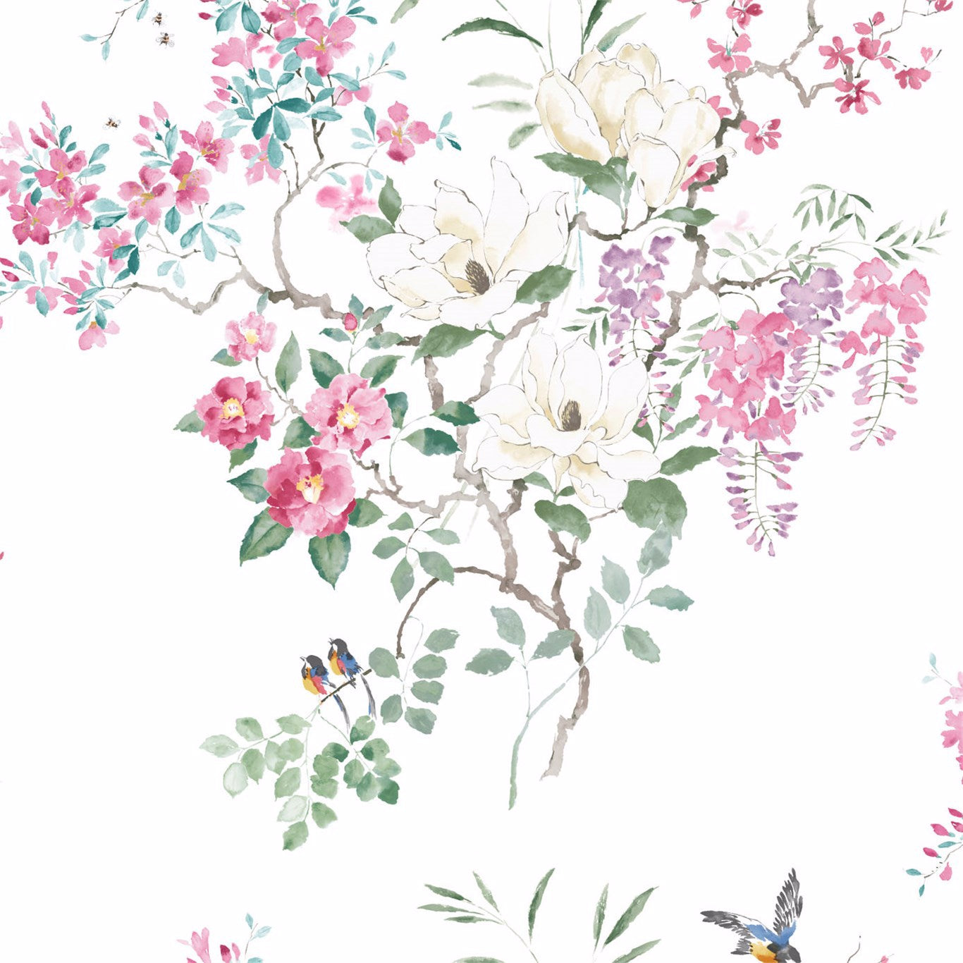 Magnolia & Blossom Panel B Blossom/Leaf Wallpaper DWAP216306 by Sanderson