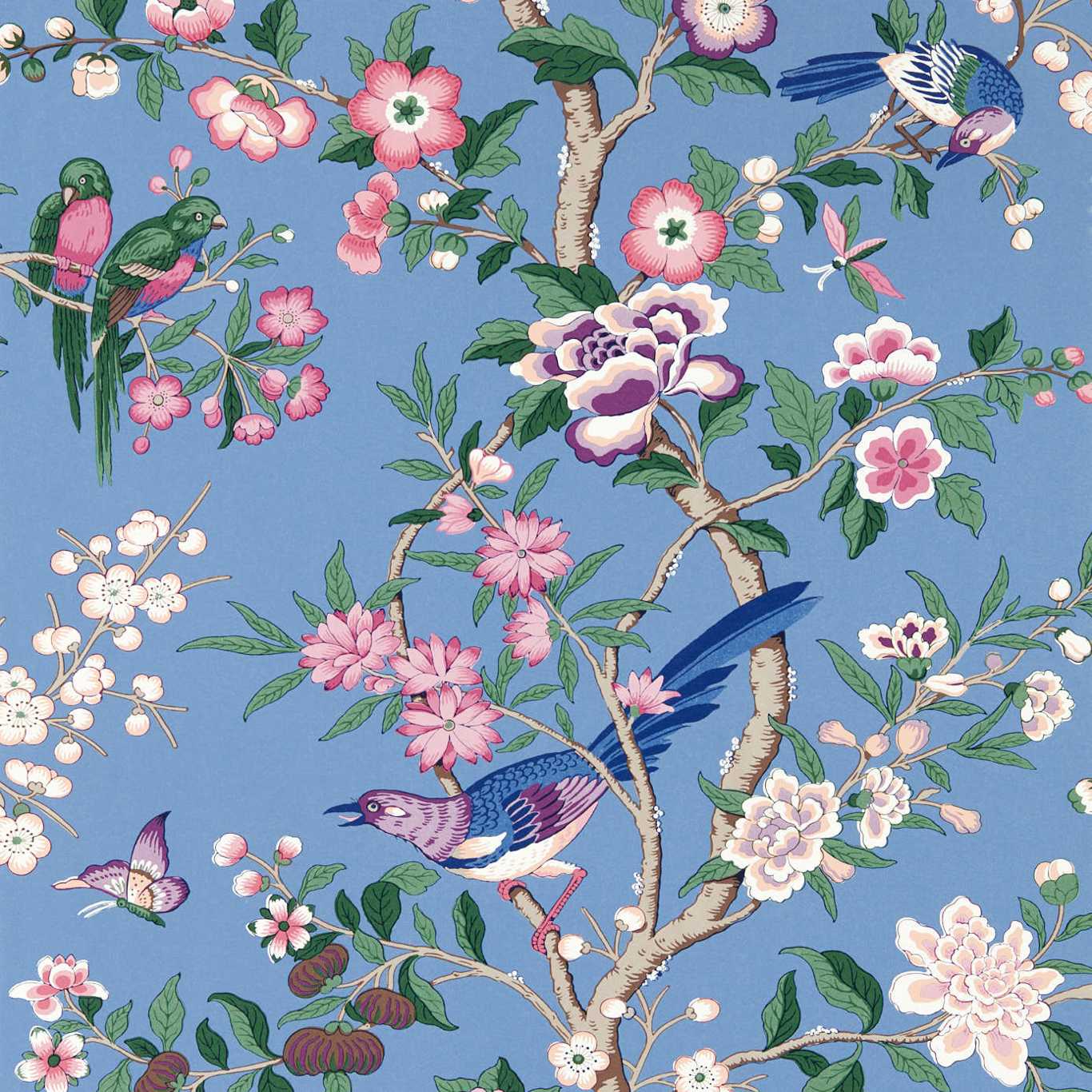 Chinoiserie Hall Blueberry/Purple Wallpaper DWAW217111 by Sanderson
