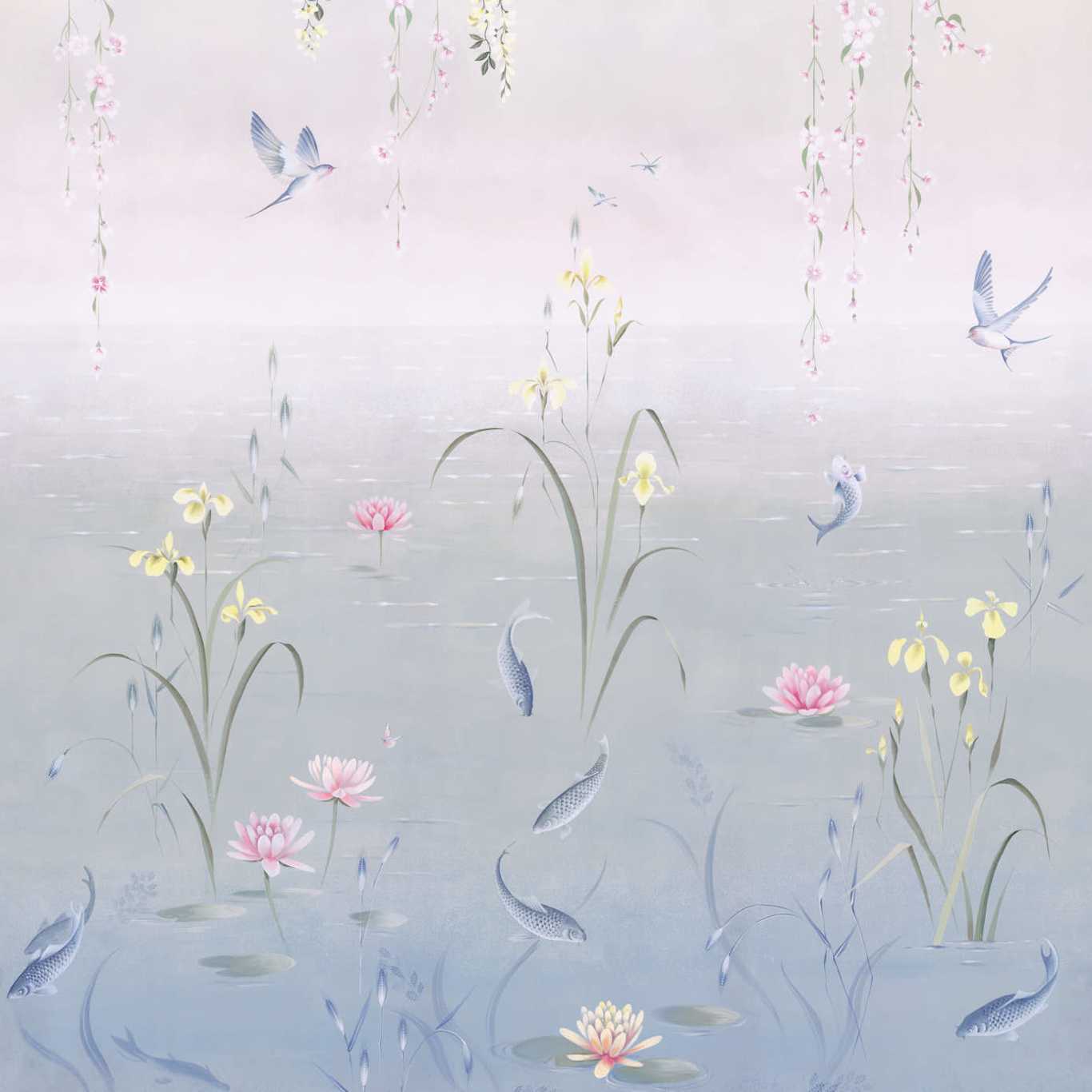 Water Garden Soft Jade/Pink Blossom Wallpaper DWAW217131 by Sanderson