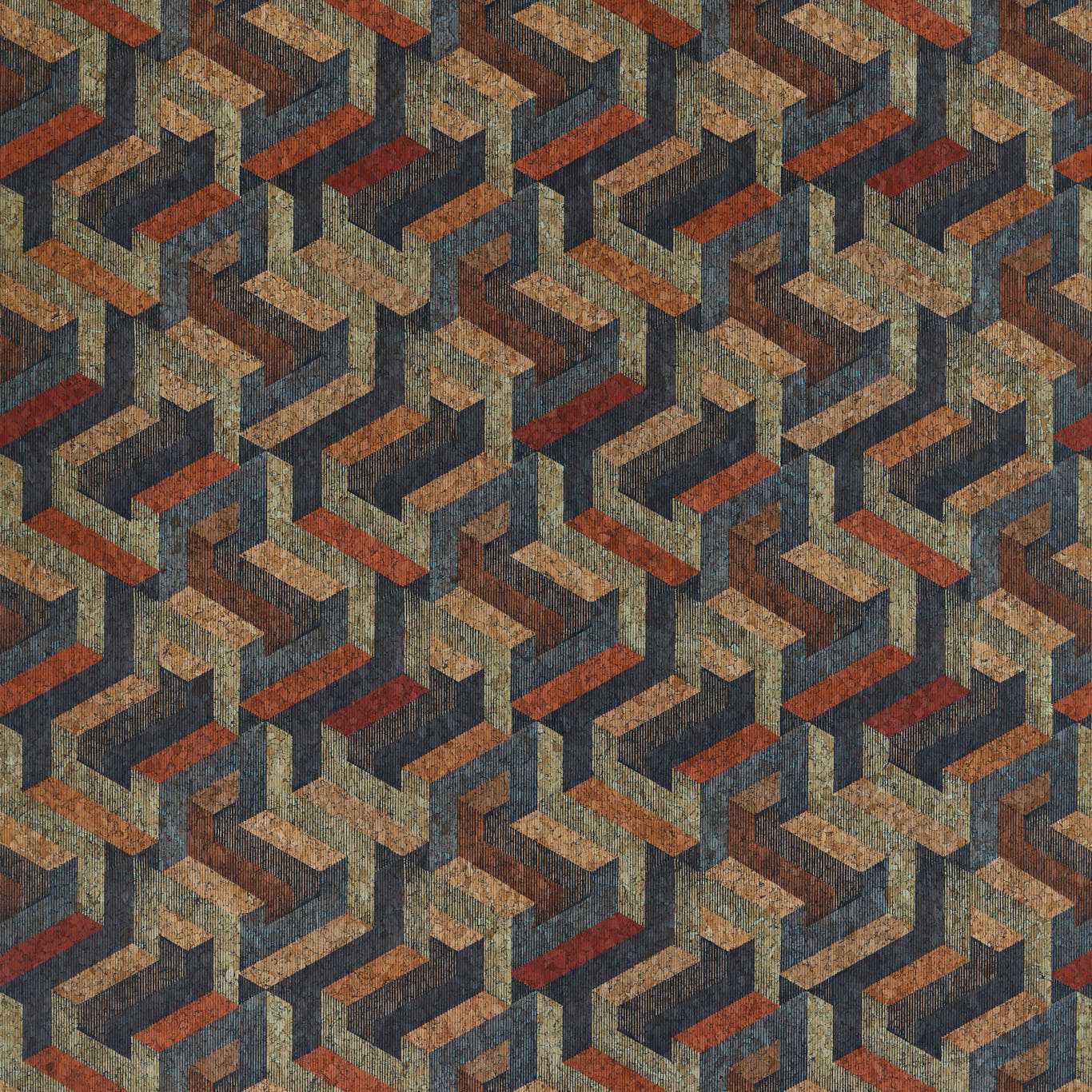 Escheresque Copper/Slate Wallpaper EANW112583 by Harlequin