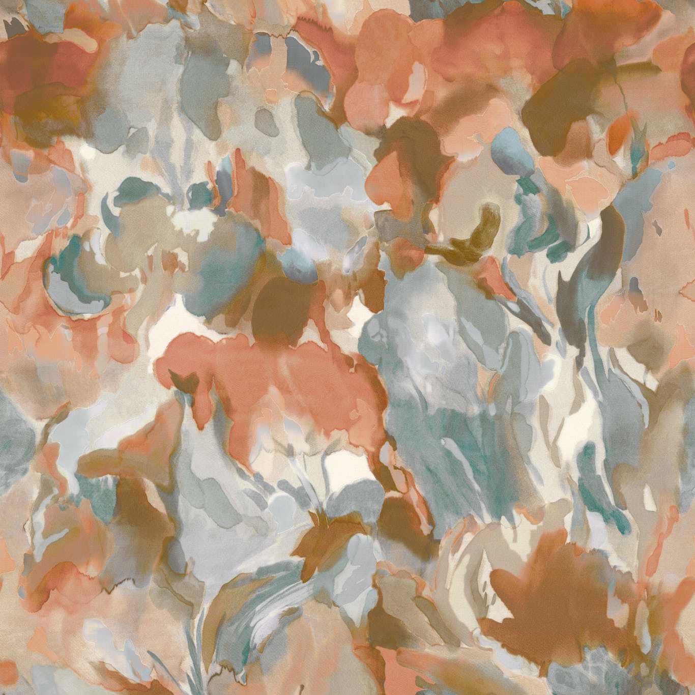 Foresta Baked Terracotta/Cerulean Wallpaper HC4W113001 by Harlequin