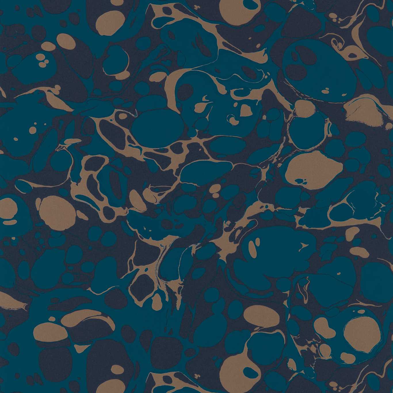 Marble Azurite/ Copper/Japanese Ink Wallpaper HQN2112837 by Harlequin