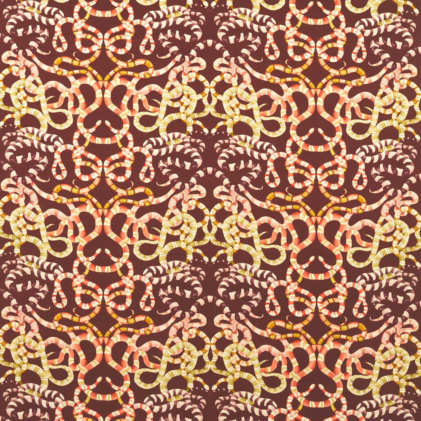 Serpenti Velvet Brazilian Rosewood/Grounded/Amber Light Fabric By Harlequin