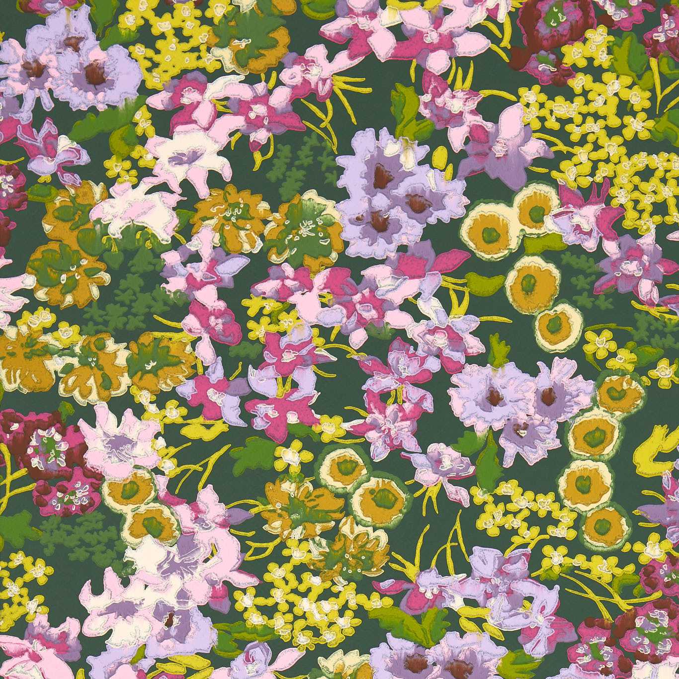 Wildflower Meadow Emerald/Amethyst/Peridot Wallpaper HSRW113049 by Harlequin