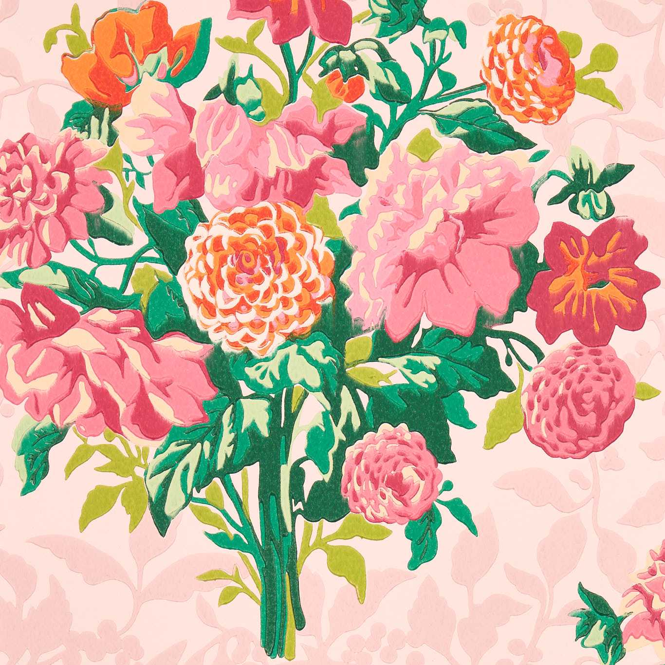 Dahlia Bunch Rose Quartz/Spinel Wallpaper HSRW113056 by Harlequin