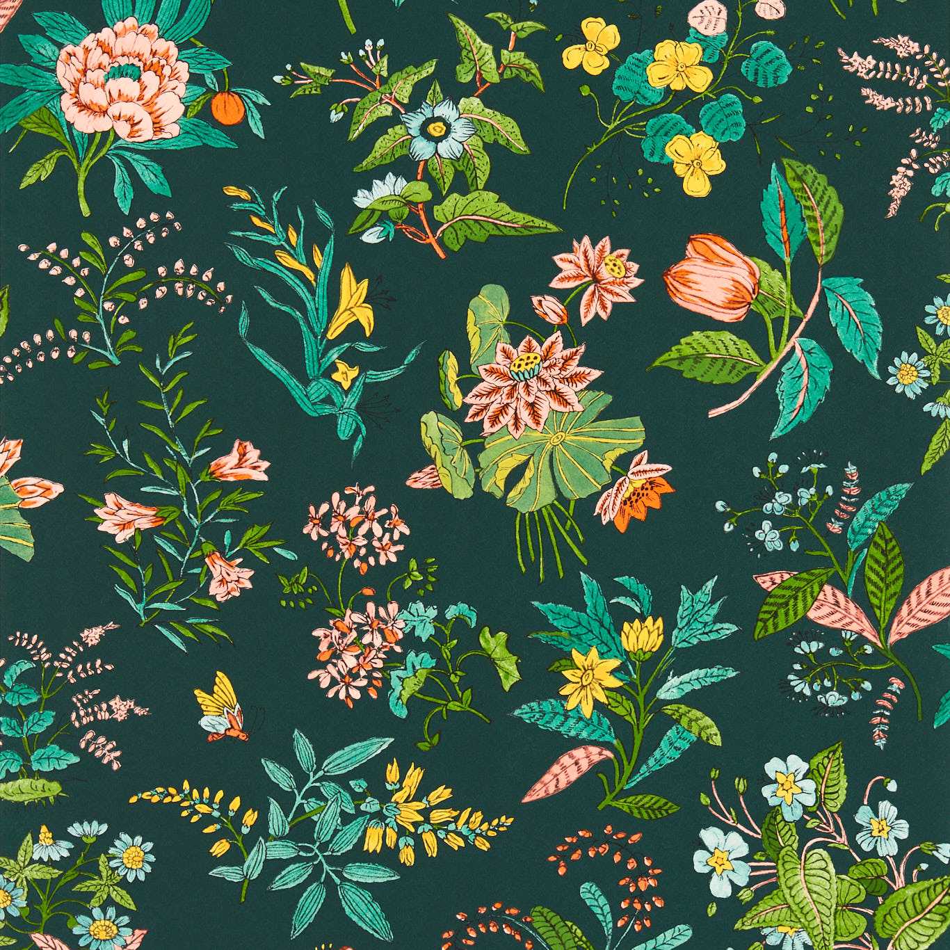 Woodland Floral Jade/Malachite/Rose Quartz Wallpaper HSRW113058 by Harlequin