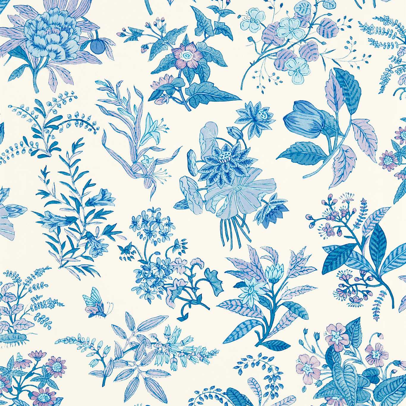 Woodland Floral Lapis/Amethyst/Pearl Wallpaper HSRW113059 by Harlequin
