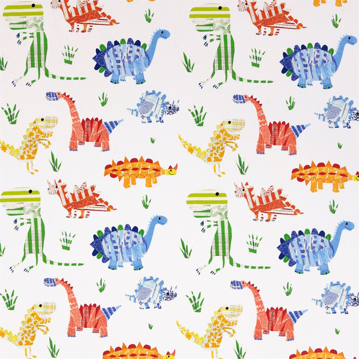 Jolly Jurassic aqau/tangerine/ap Fabric By Harlequin