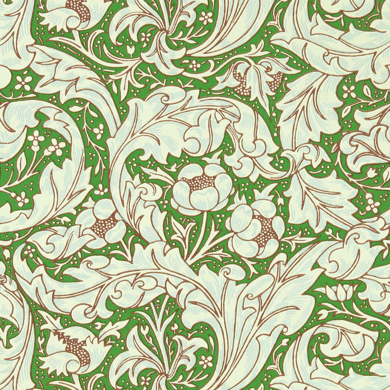 Bachelors Button Leaf Green/Sky Wallpaper MCOW217096 by Morris & Co