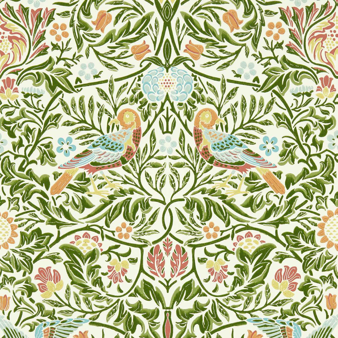 Bird Wallpaper Bough`s Green Wallpaper MEWW217192 by Morris & Co