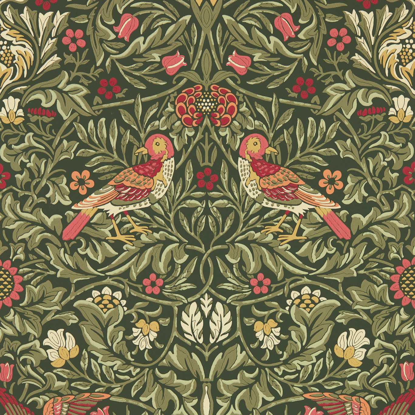 Bird Wallpaper Wooded Dell Wallpaper MEWW217194 by Morris & Co
