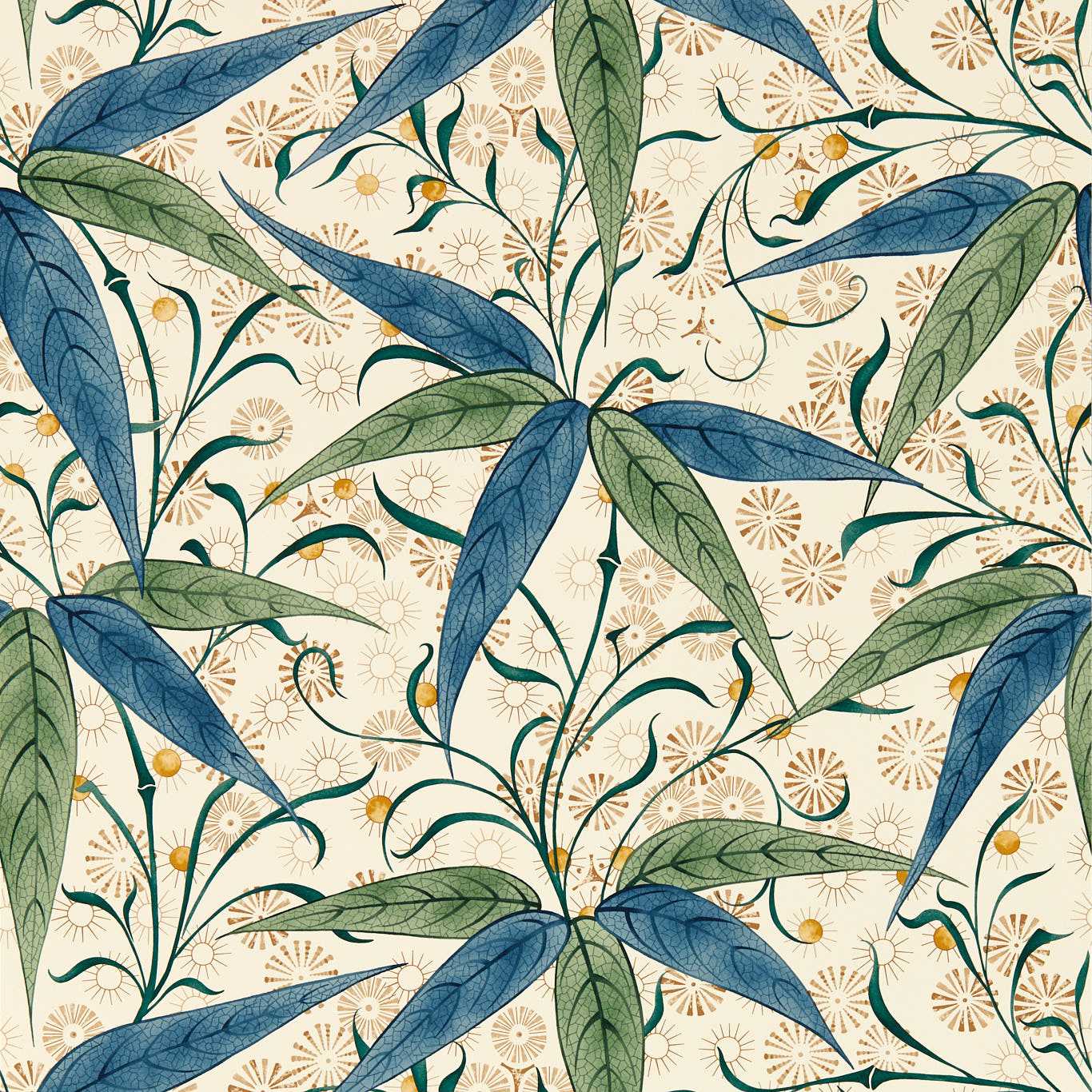 Bamboo Thyme/Artichoke Wallpaper MFRW217357 by Morris & Co