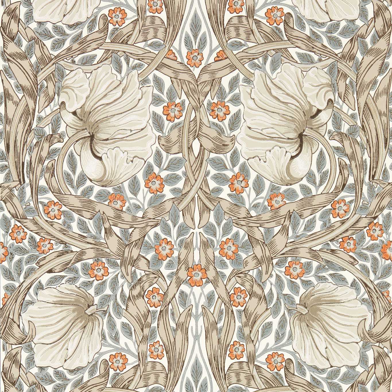 Pimpernel Linen/Coral Wallpaper MFRW217364 by Morris & Co