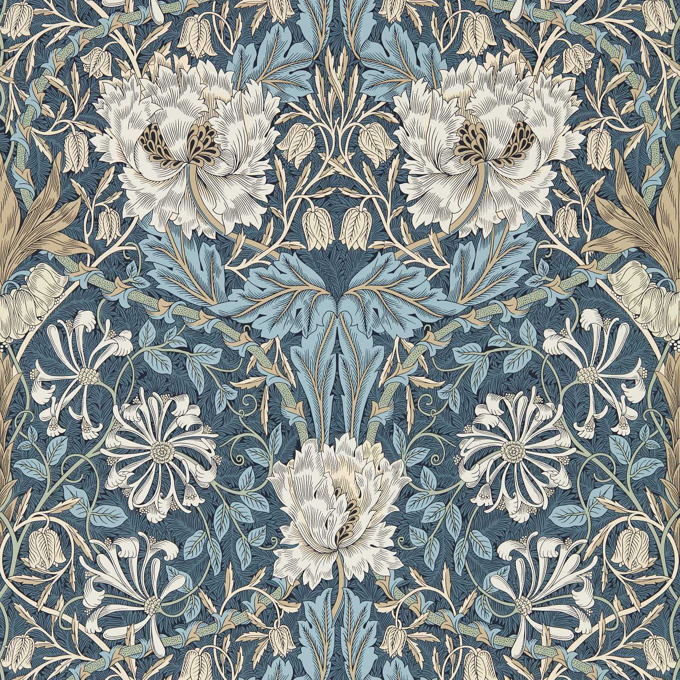 Honeysuckle & Tulip Woad/Thyme Wallpaper MFRW217371 by Morris & Co