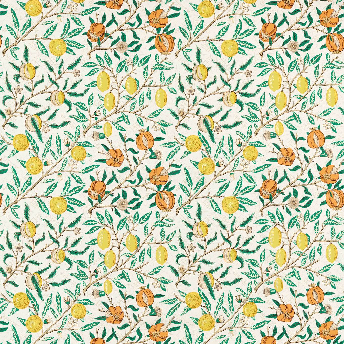 Fruit Sap Green/Tangerine Fabric By Morris & Co