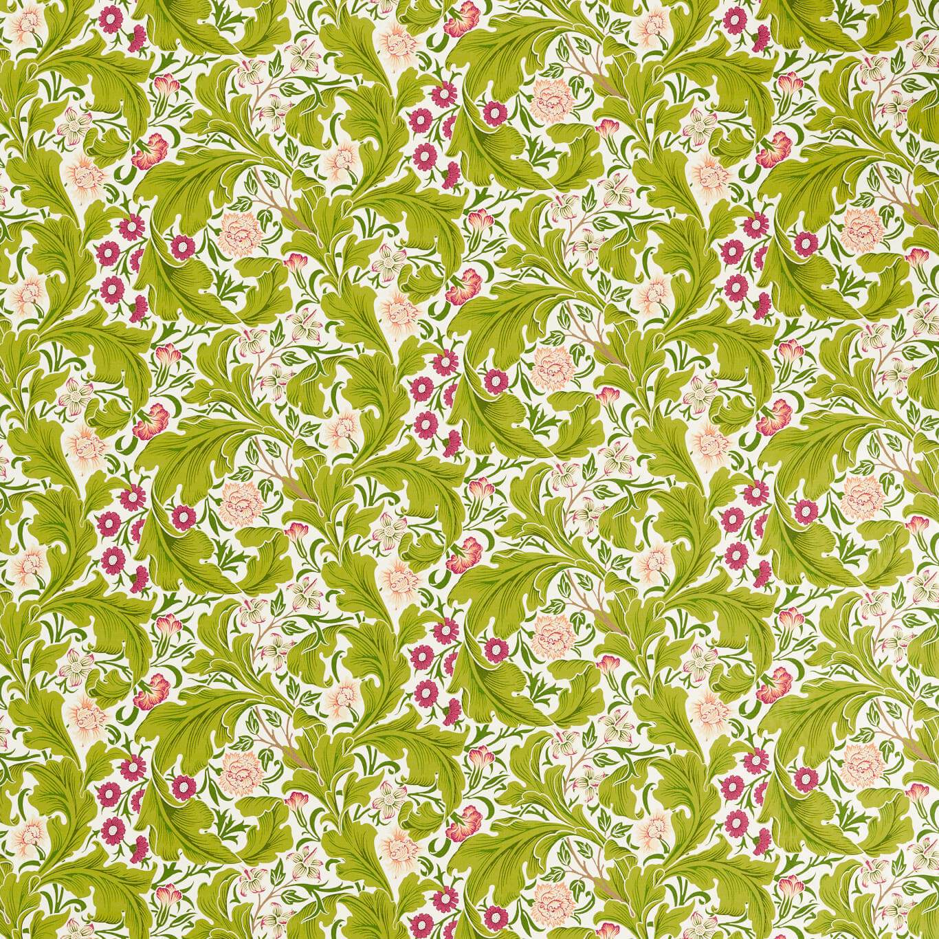 Leicester Sour Green/Plum Fabric By Morris & Co